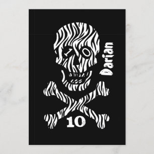 Invitación 10.º cumpleaños o cualquier año de cráneo y cruz J
