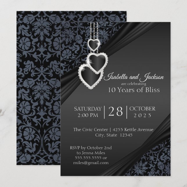 Invitación 10.º diseño del aniversario de Black Onyx (Anverso / Reverso)