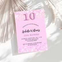 10.º fiesta chica de confeti rosa de cumpleaños