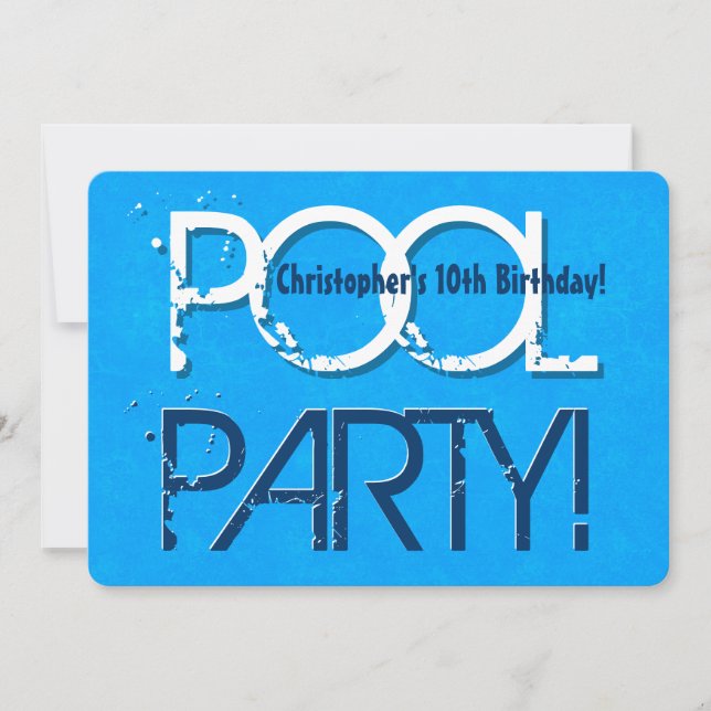 Invitación 10.º Fiesta de la piscina de 10 cumpleaños Salven  (Anverso)