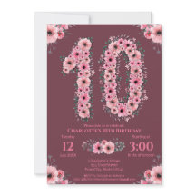 10.º Gran Chica de cumpleaños Flores rosadas Folia