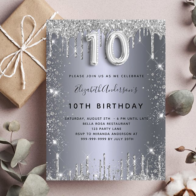 Invitación 10.º polvo de purpurina metalizado de plata (Subido por el creador)