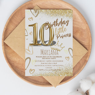 Invitación 10.º purpurina de oro de cumpleaños Fiesta glamuro