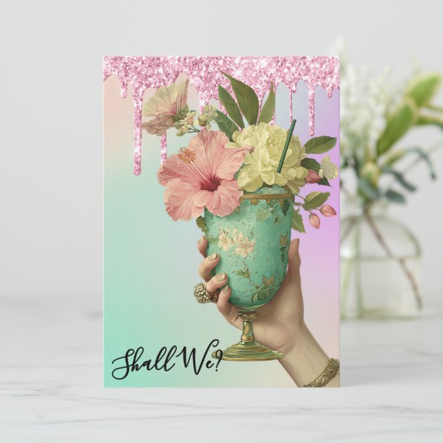 Invitación *~* 10 A101 FOTO Ombre Cóctel  DESPEDIDA DE SOLTER (Anverso de pie)