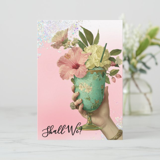 Invitación *~* 10 A101 FOTO Ornate Cocktail BACHELORETTE (Anverso de pie)