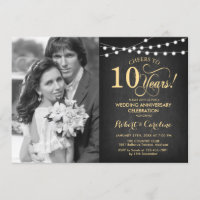 10° aniversario con foto - Chalkboard Gold