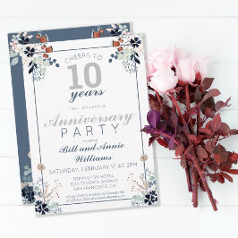 Invitación 10 años de Boda vitoreando a 10 años de Fiesta