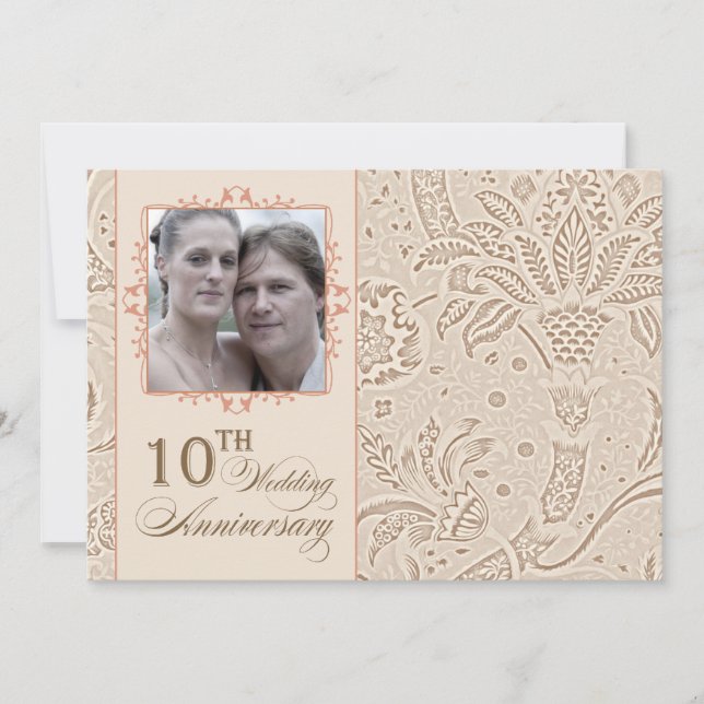 Invitación 10 años de cosecha del aniversario del boda de la  (Anverso)