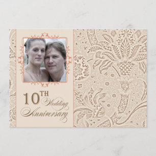 Invitación 10 años foto aniversario de boda vintage