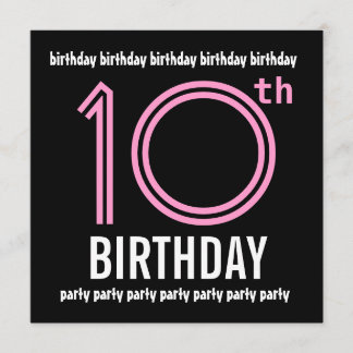 Invitación 10mo G001 rosado de la fiesta de cumpleaños y