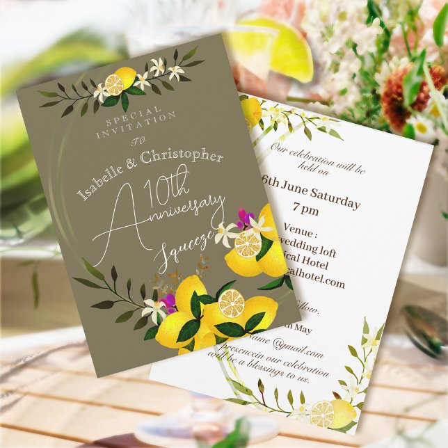 Invitación 10th Anniversary Lemon Squeeze Wedding Invitation (10th Wedding Anniversary Invitation Card)