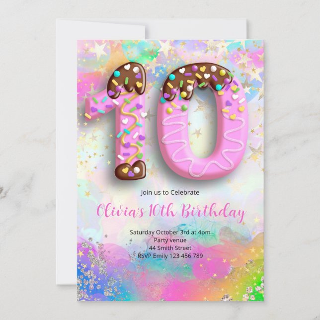 Invitación 10th Birthday Girls Invitation (Anverso)