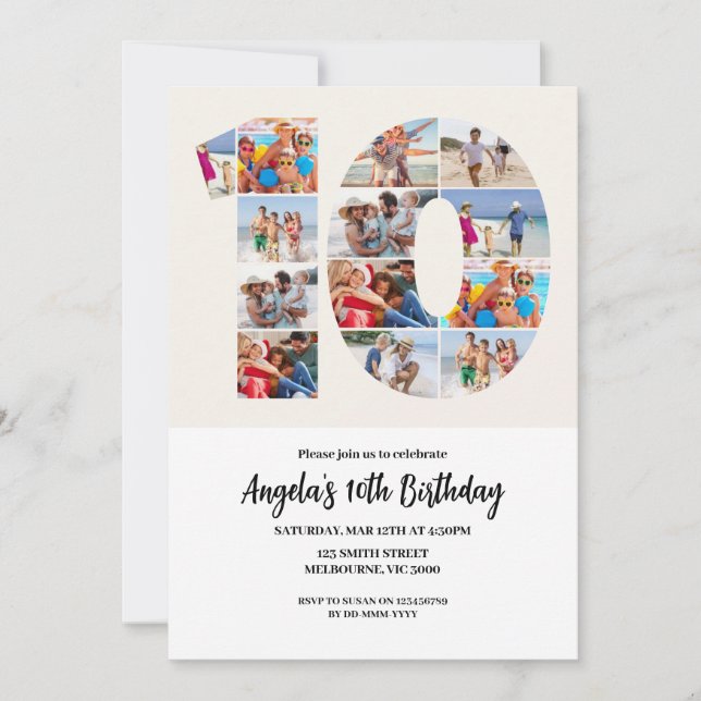 Invitación 10th Birthday Invitation - Number 10 (Anverso)