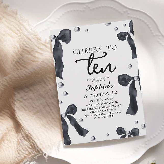 Invitación 10th Black Bow Birthday Party (Subido por el creador)