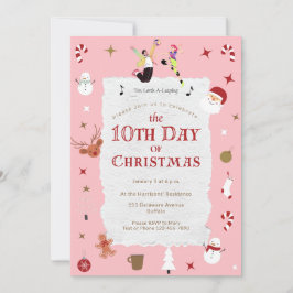 Invitación 10th Day of Christmas Cute January Holiday Party