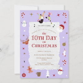 Invitación 10th Day of Christmas Cute January Xmas Party