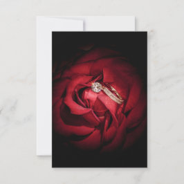 Invitación 1178-Rosa Roja con Anillos de Boda