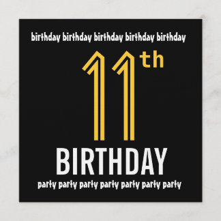 Invitación 11.ª fiesta de cumpleaños, oro moderno y negro