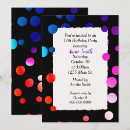 Invitación 11.ª fiesta de cumpleaños, puntos arcoiris