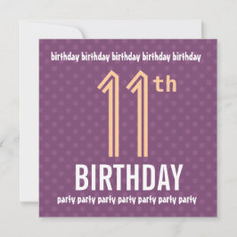 Invitación 11.ª fiesta de cumpleaños: puntos de polka morado