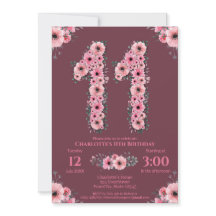 11.ª Gran Chica de cumpleaños Flores rosadas Folia