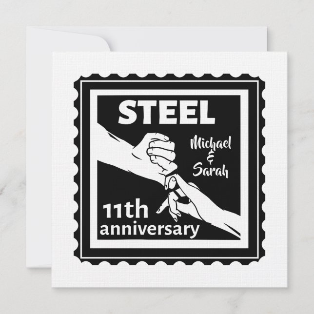 Invitación 11.º aniversario de bodas tomados de la mano (Anverso)