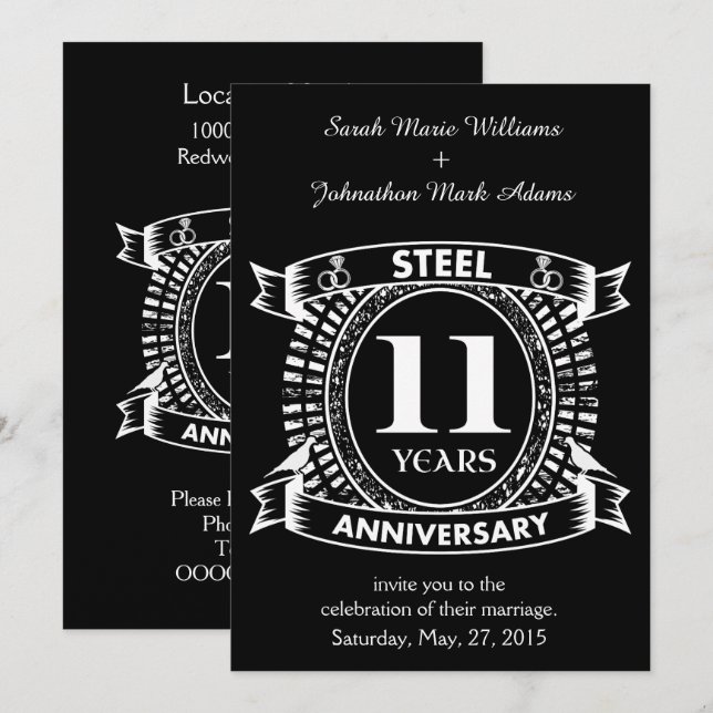 Invitación 11.º aniversario del boda (Anverso / Reverso)