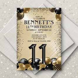 Invitación 11.º cumpleaños de oro negro
