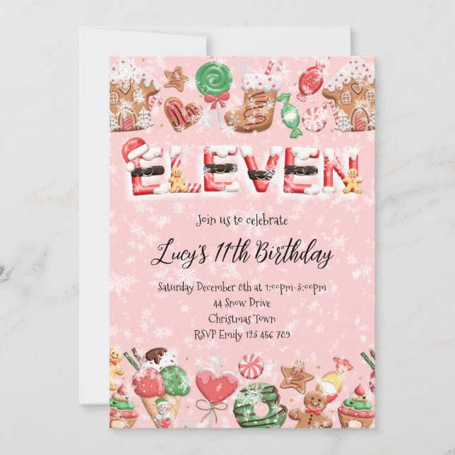 Invitación 11th Birthday Christmas Party Invitation (Anverso)