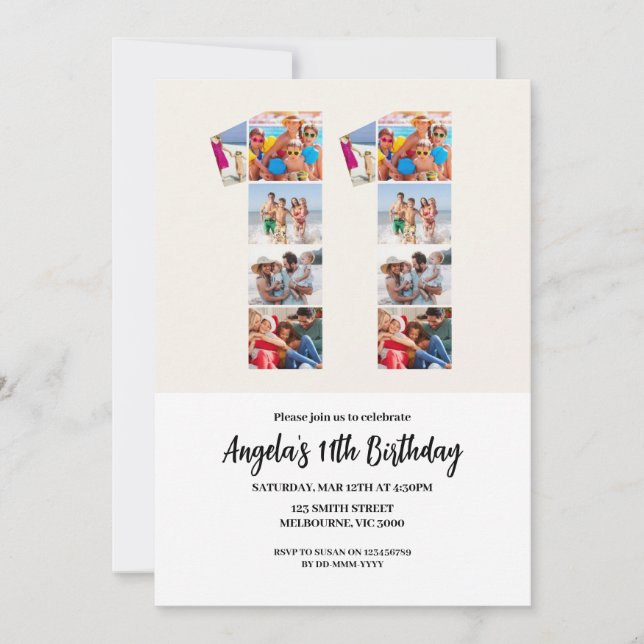 Invitación 11th Birthday Invitation - Number 11 (Anverso)