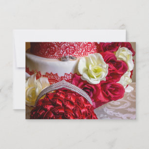Invitación 1242-Pastel de Boda, Ramo y Anillos