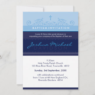 Invitación 125 suzi PERSONALIZADO BAPTISM INVITE elegante azu
