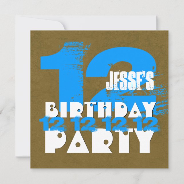Invitación 12.ª fiesta de cumpleaños Grunge Z12A de 12 años (Anverso)