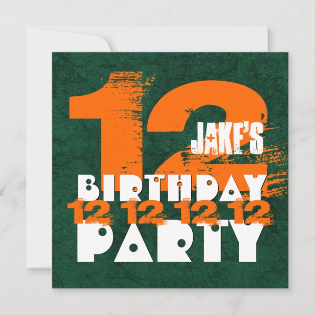 Invitación 12.ª fiesta de cumpleaños Grunge Z12A de 12 años (Anverso)