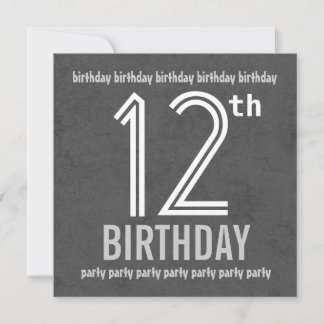 Invitación 12.ª Fiesta de Cumpleaños Plata Moderna Reciclada