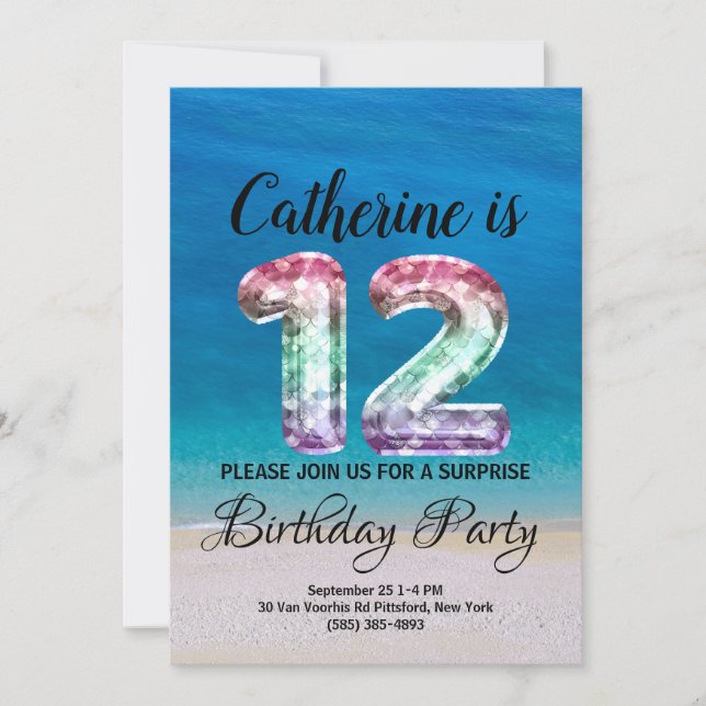 Invitación 12.º cumpleaños (Anverso)