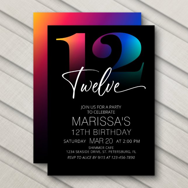 Invitación 12.º cumpleaños moderno (Subido por el creador)