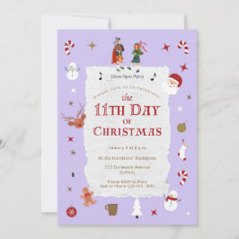 Invitación 12 Days of Christmas Cute Retro Pastel Purple