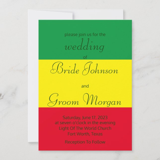 Invitación 12 de junio - Rojo, Amarillo y Verde - Boda de ver (Anverso)