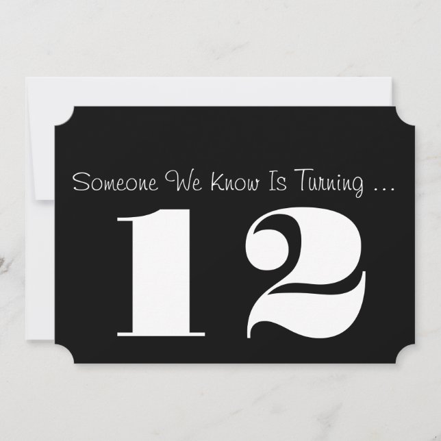 Invitación 12mo La fiesta de cumpleaños invita, blanco y (Anverso)