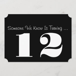 Invitación 12mo La fiesta de cumpleaños invita, blanco y