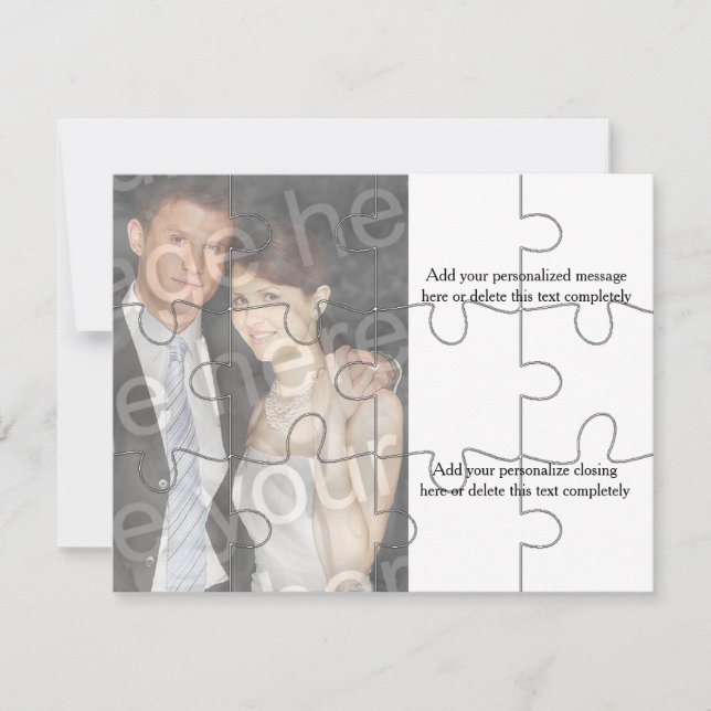 Invitación 12pc Foto Personalizado "Mock" Puzzle Horizontal I (Anverso)