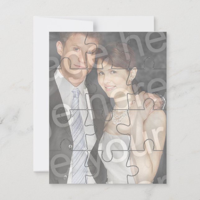 Invitación 12pc Personalizado foto "Mock" Puzzle Invite verti (Anverso)