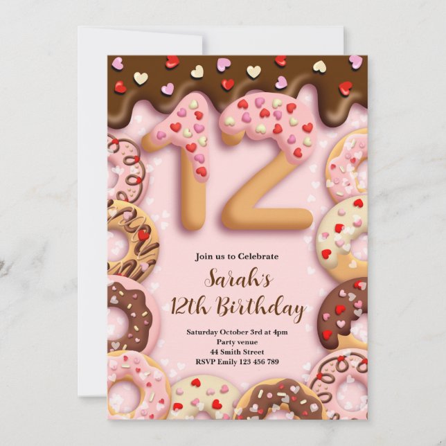 Invitación 12th Birthday Girls Invitation (Anverso)
