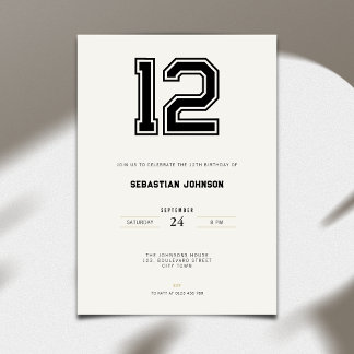 Invitación 12th Birthday Invitation - Minimal Sport Style