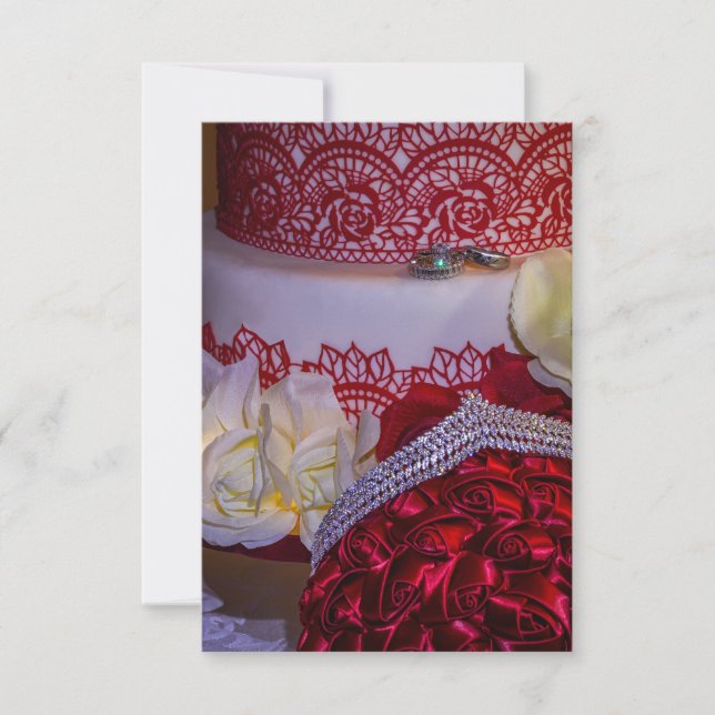 Invitación 1304-Pastel de Boda, Ramo y Anillos (Anverso)