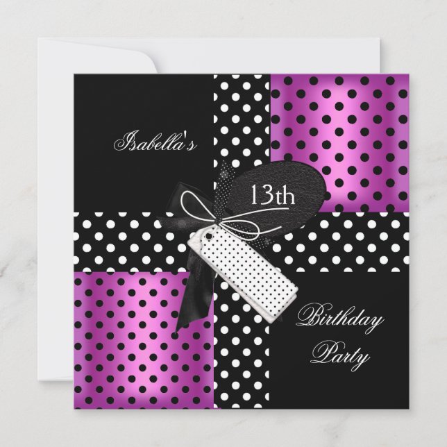 Invitación 13.ª chica adolescente del Partido del Cumpleaños (Anverso)