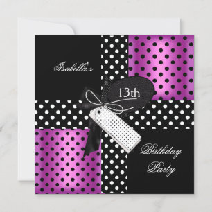 Invitación 13.ª chica adolescente del Partido del Cumpleaños