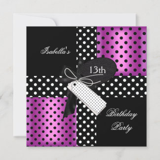 Invitación 13.ª chica adolescente del Partido del Cumpleaños