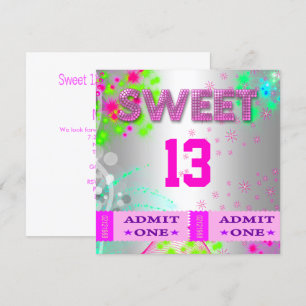 Invitación 13.ª Dulce 13 Boletos de cumpleaños Diversión